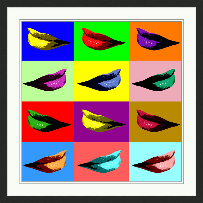 Modern Lips par Christopher Kennedy - impression, H 49 po x l 49 po x P 1,5 po, Blanc, Papier encadré noir