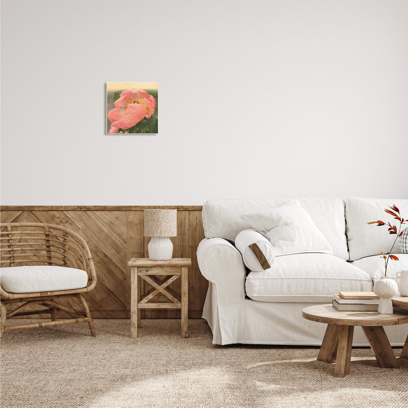 «Dreamy Pink Peony Floral Bloom Sun Bleached Flower» par Tammy Apple - photographie sur toile tendue, Cadre blanc
