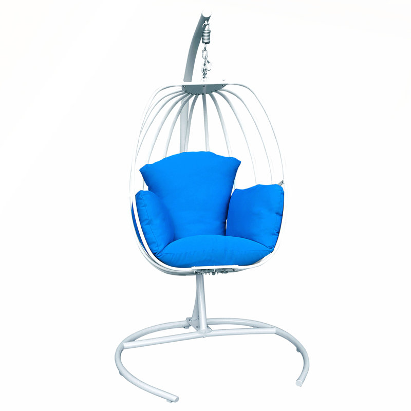 Fauteuil à œufs suspendu confortable avec support et balançoire hamac, PE en rotin durable pour la détente en plein air, Bleu