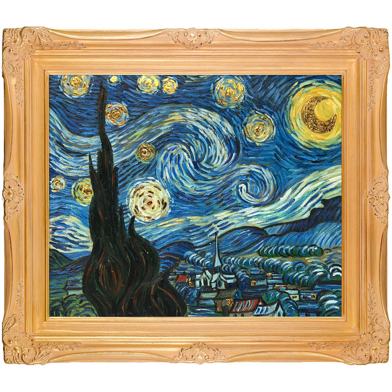 «Nuit étoilée» par Vincent Van Gogh - peinture sur toile encadrée, H 27,5 po x L 31,5 po P 2 po, Cadre impérial