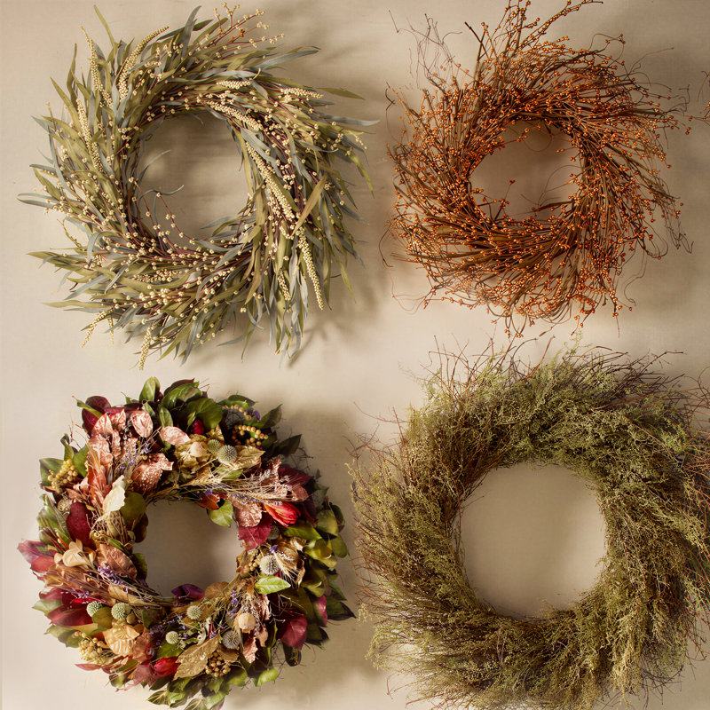Dried Twigs and Sweet Annie Fall Wreath, 30" W x 30" H x 6" D
