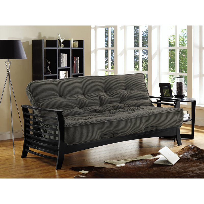 Futon et matelas Mccaffery, Velours côtelé couleur vert forêt