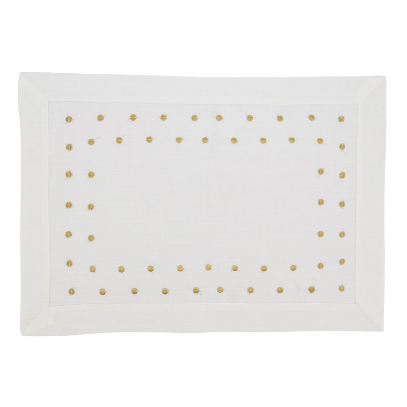 Gold Polka Dot Oblong Polyester Placemats, Set of 4
