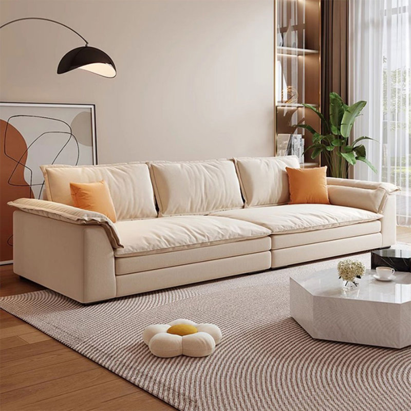 Beige Polyester Modular Sofa cushion couch, 33.07" H x 110.24" W x 47.24" D, 4