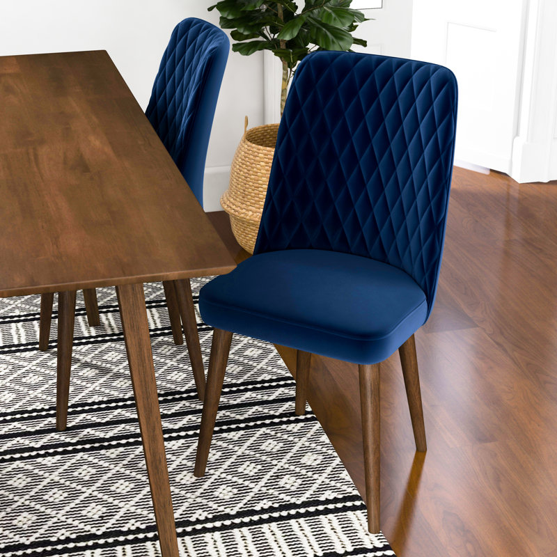 Arlonn 5-Piece Mid-Century Dining Set W/ 4 Velvet Dining Chairs, Blue