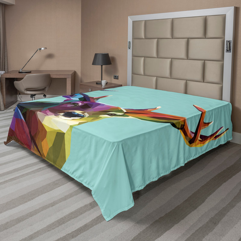 Multicolore Ambesonne, Drap plat pour très grand lit californien
