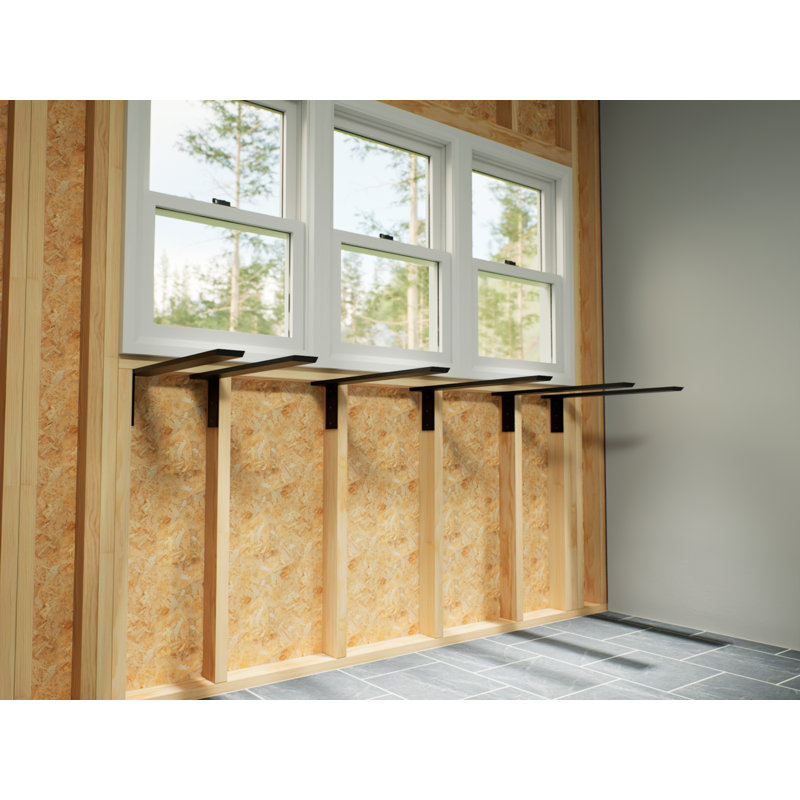 14-Inch Black Steel Right-Angle Countertop Support Bracket
