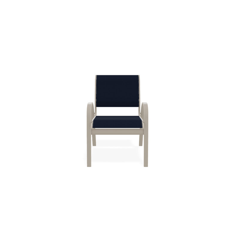 Chaise de patio empilable Hiraku, Bleu marine 13D Sunbrella®, Désert texturé