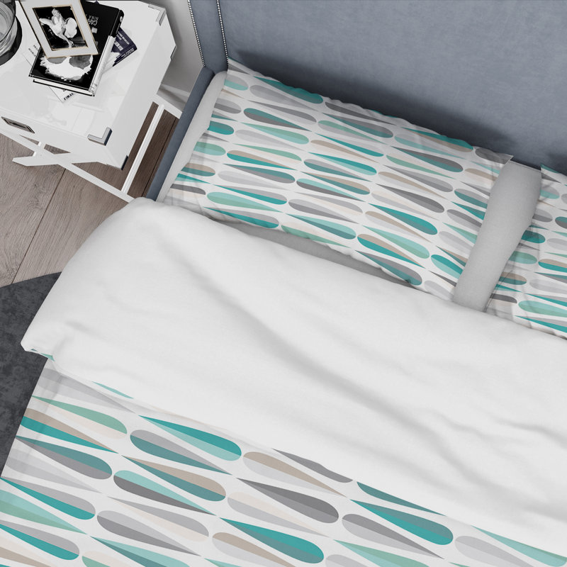  Ensemble de housse de couette en microfibre abstrait et moderne bleu et moderne