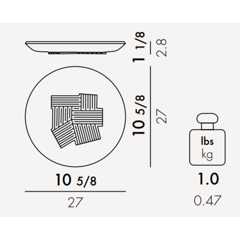 Trama Melamine Dinner Plate, Charcoal