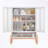 Shoe storage cabinet with two glass doors and open shelf-617274931