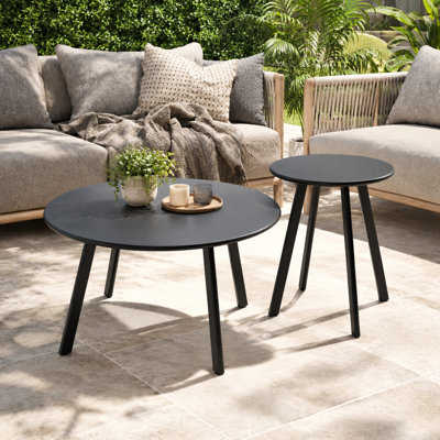 Aukrell Round Nesting Coffee Table Set with Metal Frame