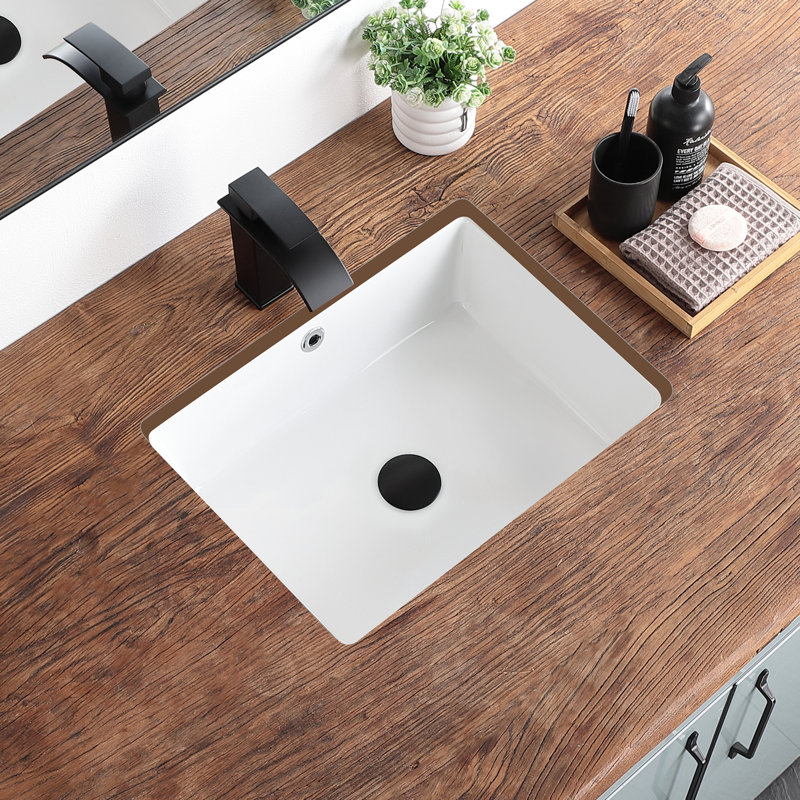 Undermount Bathroom Sink 18.3" X 13.8" Rectangular Undermount Sink Vitreous China with Overflow
