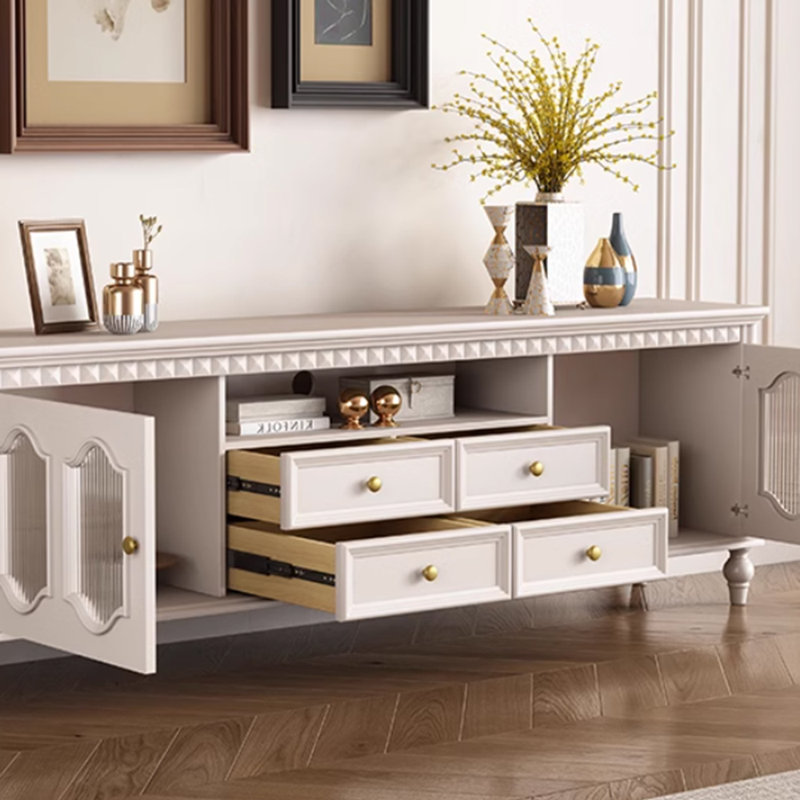 Cream style French solid wood TV cabinet, 70.86"