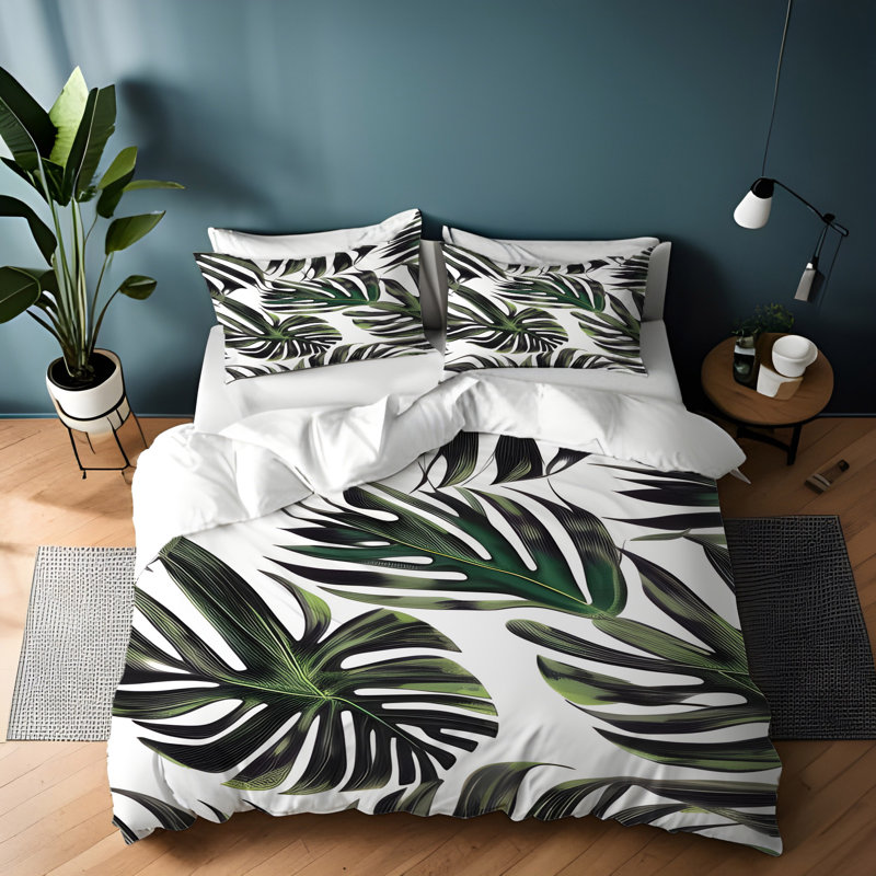 Polyester Floral Duvet Cover, Queen Duvet Cover + 2 Queen Shams