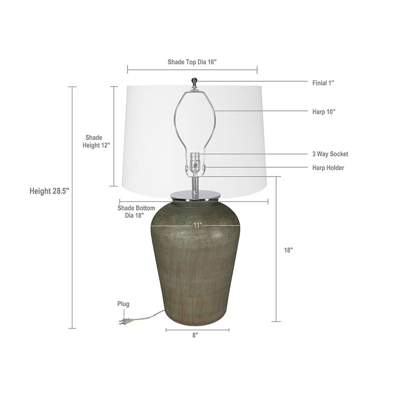 Lampe de table en verre D18x28,5 "