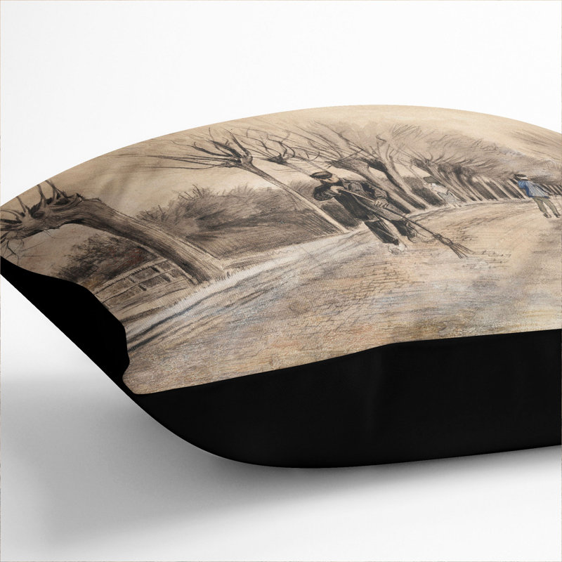 Road in Etten Scatter Cushion Pillow, Black, 55cm H x 55cm W x 20cm D