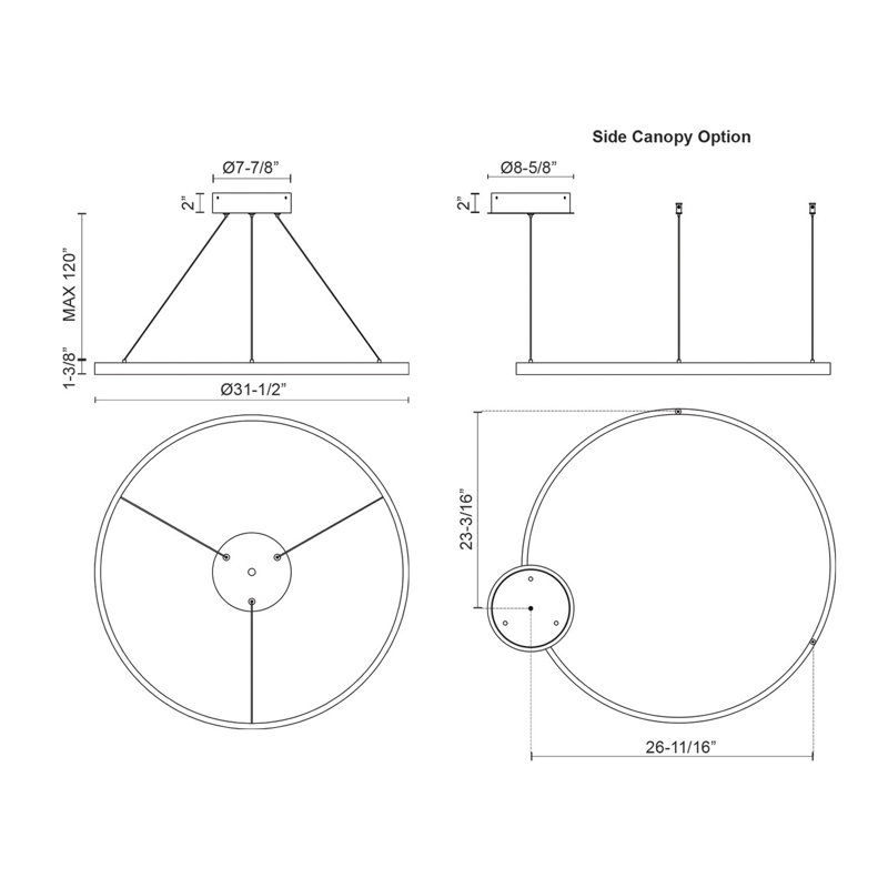 White Aluminum LED Geometric Ring Chandelier