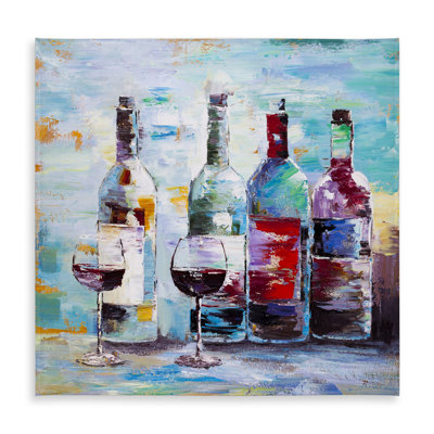 Contemporary Four Bottles of Wine Tablecloth | Indoor/Outdoor
