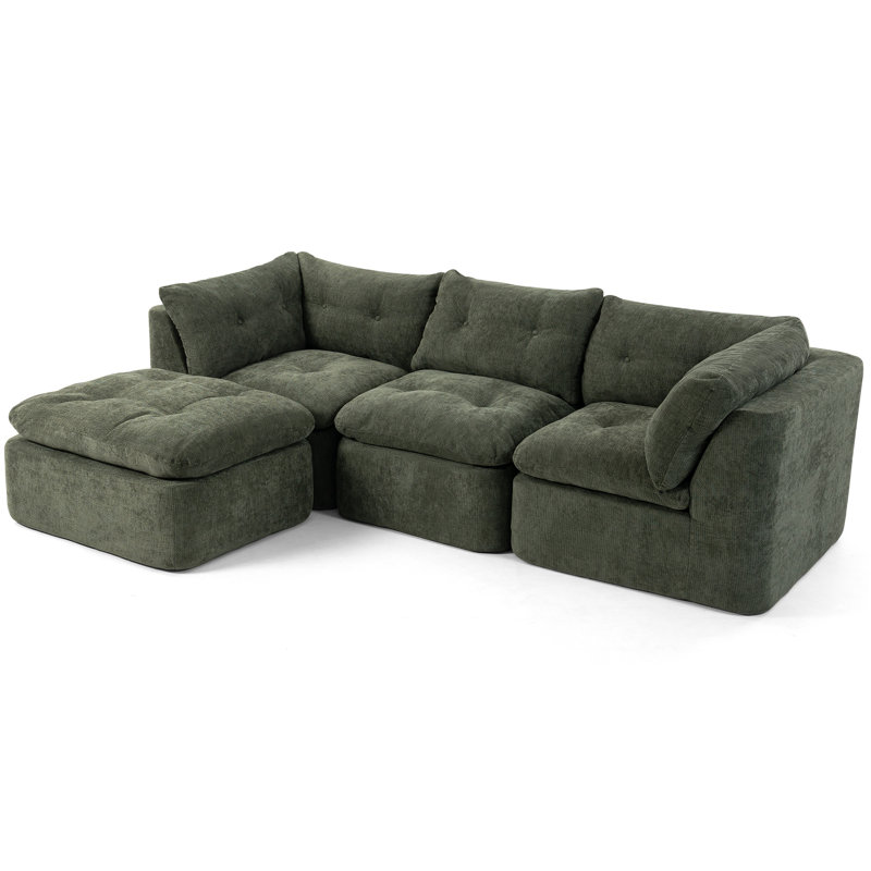 Compression Sectionals Chenille 111.8 Inch Modern L Shape For Home