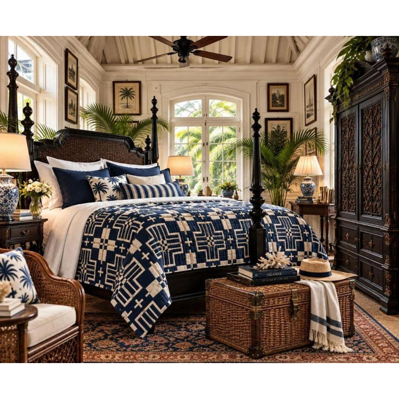 Pendleton San Marcos Matelasse Marine Cotton Quilt, Queen