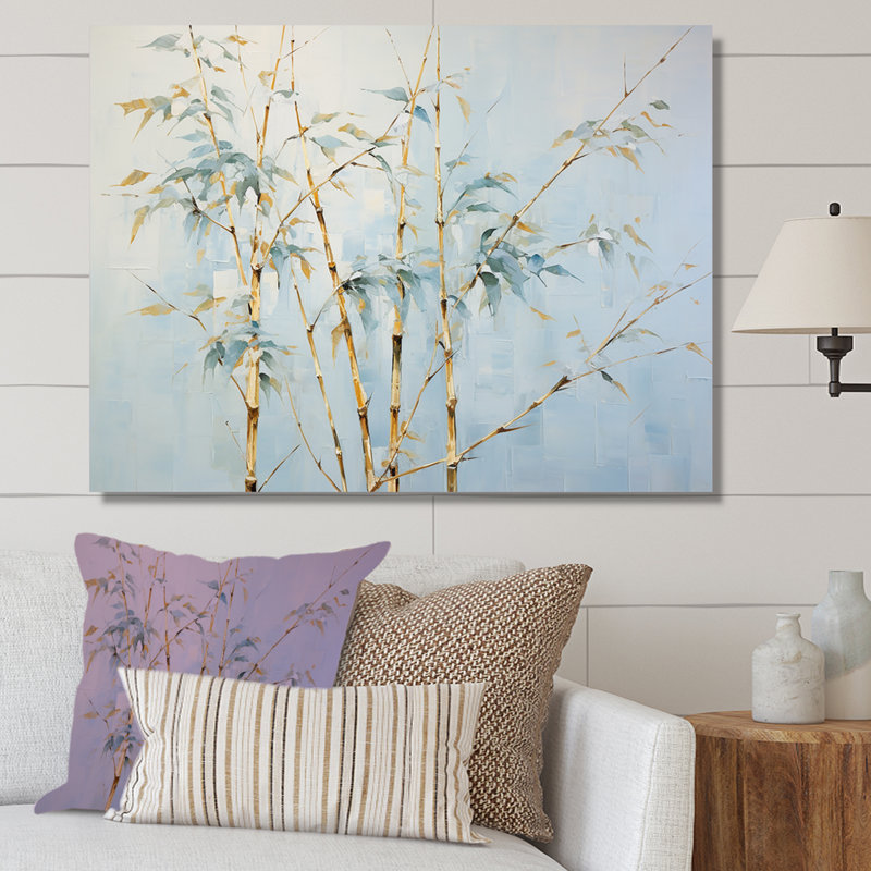 «Blue Zen Moment», art mural en bambou, Toile tendue, H 34 po x l 44 po x P 1,5 po