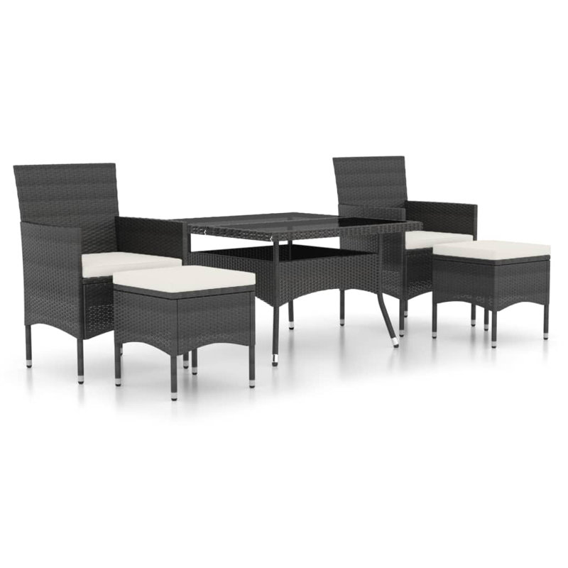 Ensemble de salle à manger d'extérieur, Blanc/Noir