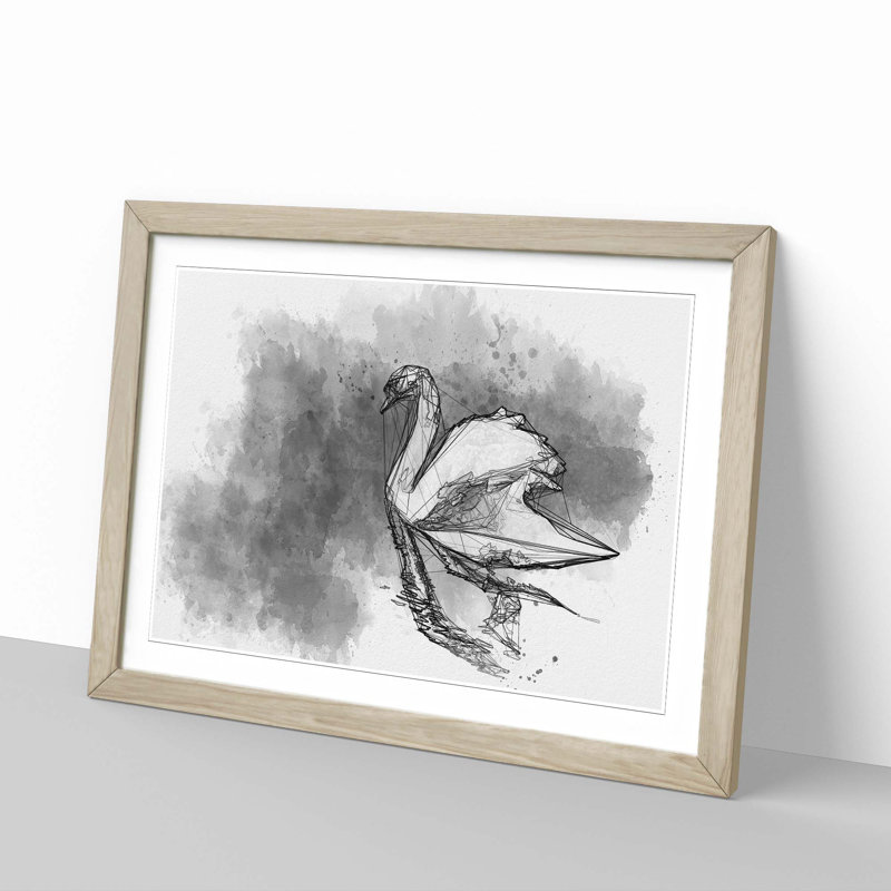 Swan in Abstract - Framed Print, Oak Framed, 27cm H x 36cm W x 2cm D