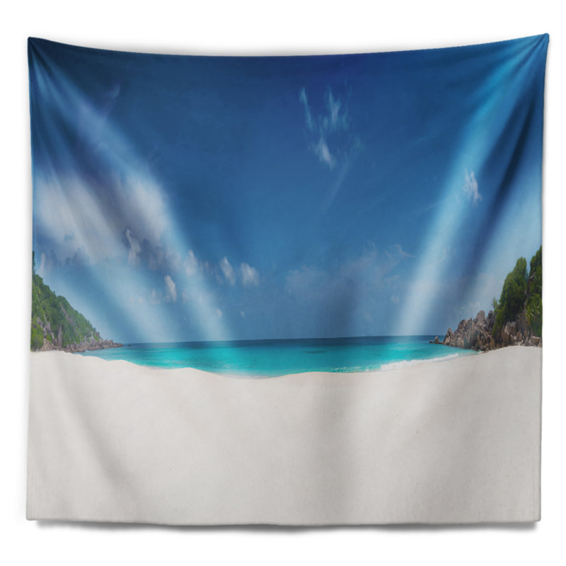 Tapisserie island anse beach la digue island seascape petite, H 78 po x l 92 po