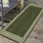 Plain Rug with Greek key Bordered Gel backed Rug Amyiah Green/Cream Rug-1521638333