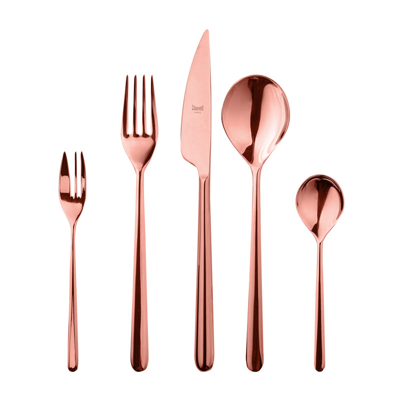 Ensemble de couverts Linea avec fourchettes à gâteaux - 30 pièces - Bronze, Bronze