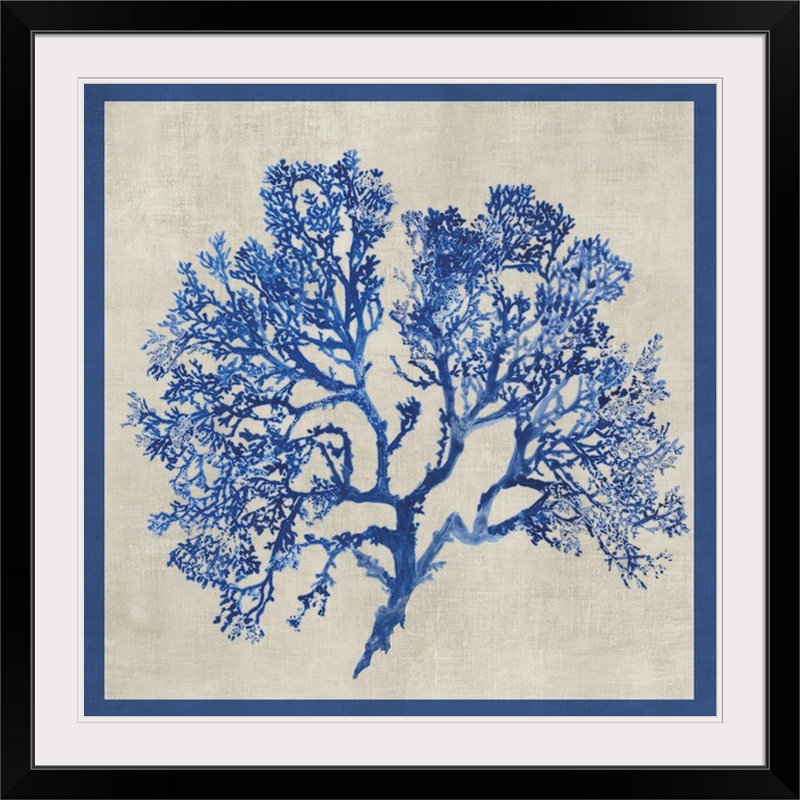 « i », impression Cobalt Coral, Cadre noir, H 20" x l 20" x P 1"