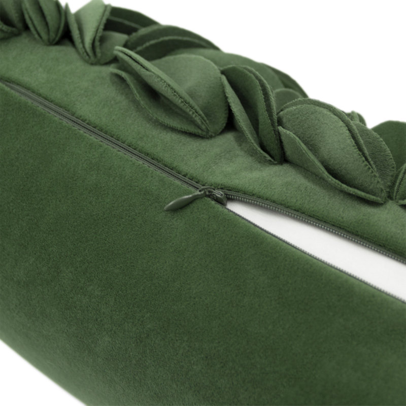 Housse de coussin brodée, Rectangle H 12 po x l 20 po, Vert gazon - velours