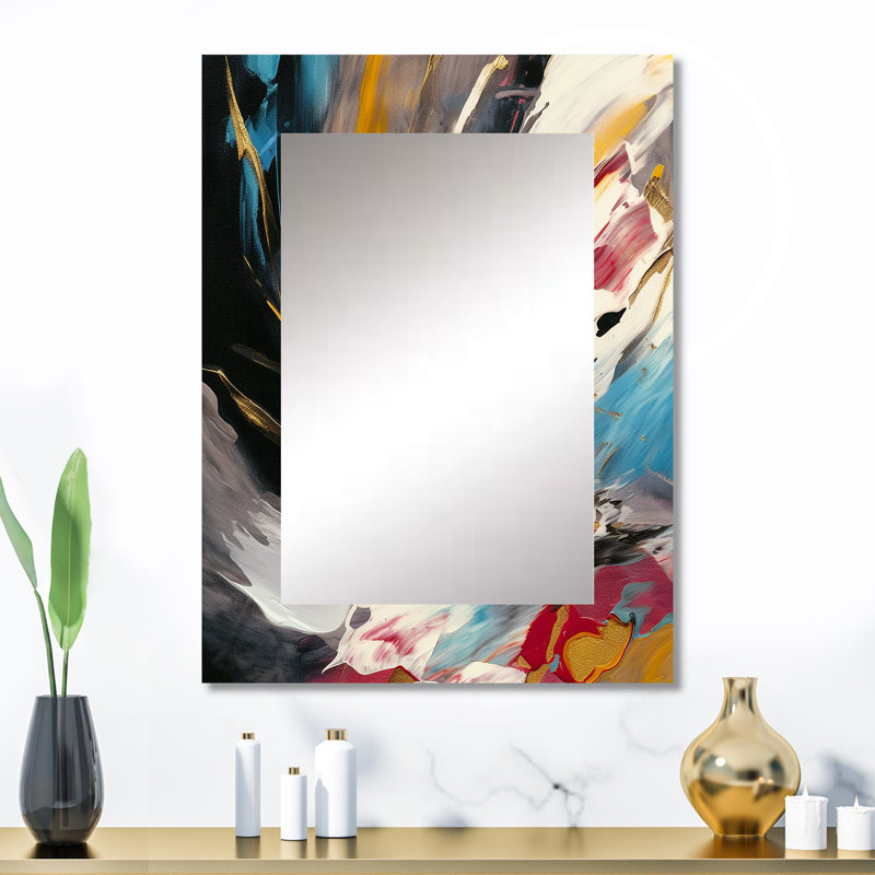 Smooth Bliss Abstract Gold Black Blue I - Abstract Painting Unique Wall Mirror, Modern Mirror, Printed Metal Art, 32" x 24"
