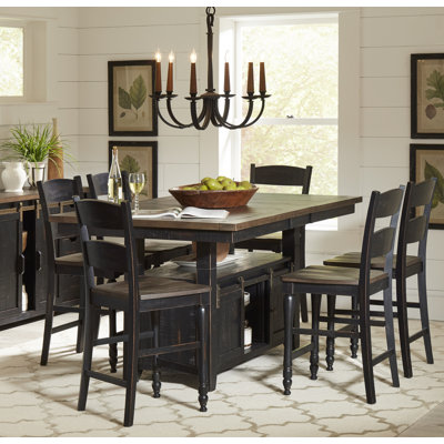 Hebden Counter Height Solid Wood Dining Set with Sideboard