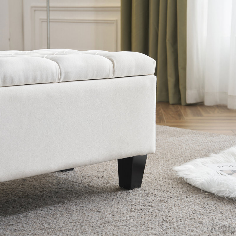 Repose-pieds avec rangement Alverez Diamond, Blanc