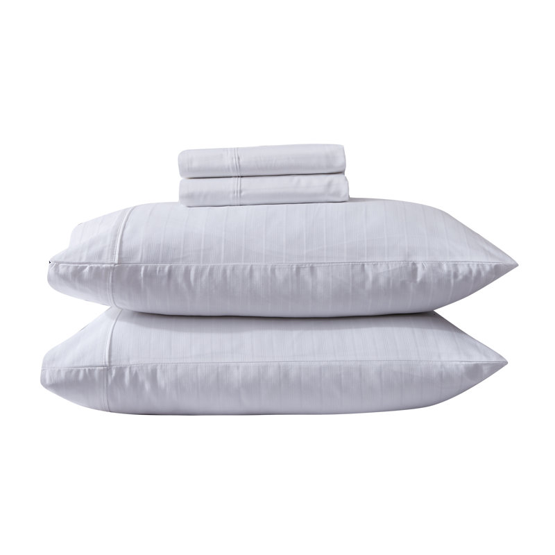 Ensemble de 4 pièces de chambre d'amis 100% coton, Ensemble de draps pour très grand lit + drap-hous, Blanc