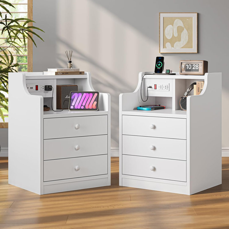 Night Stands For Bedrooms Set Of 2, White