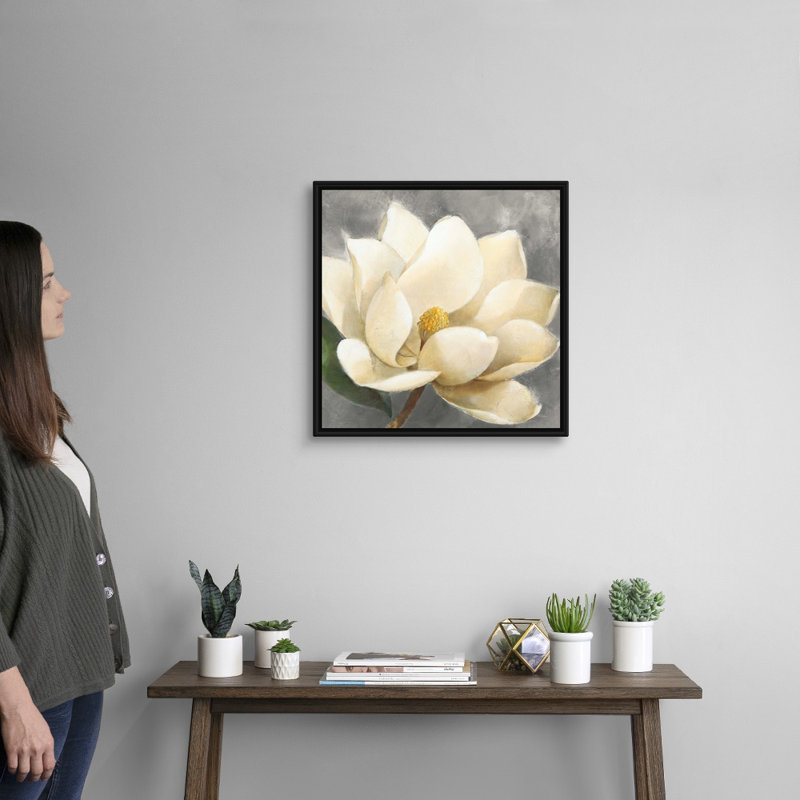 Art mural sur toile Magnolia Blossom, H 20 po x l 20 po x P 1,25 po, Cadre noir