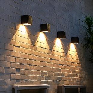 Square Solar Wall Sconce With 800Mah Battery And IP65 Waterproof Rating For Wire-Free Pathway Lighting And Extended Nighttime Illumination In Modern ABS+PC Design (Set of 4)