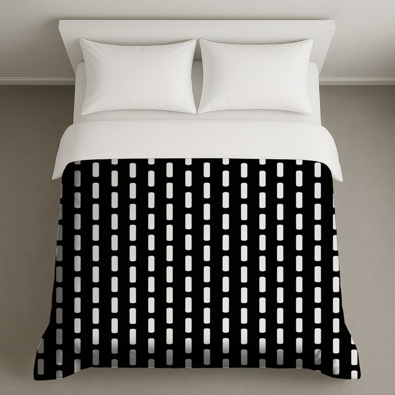 Housses de couette à rayures noires et blanches, Grand lit