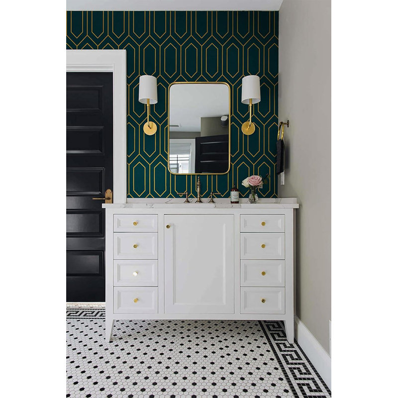 Pautlitz Peel & Stick Roll,  Dark Teal/Gold