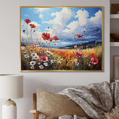 Multicolore fleur cramoisie élégante sur toile