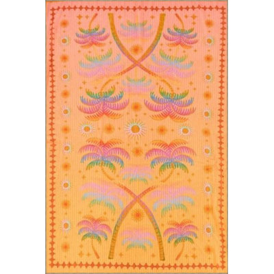 Orange Leaf Patterned Woven Base Carpet