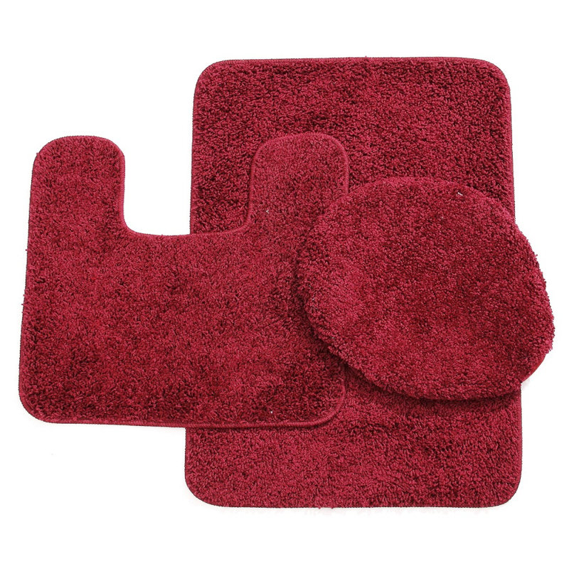 Saveion Non-Slip Bath Rug, Burgundy