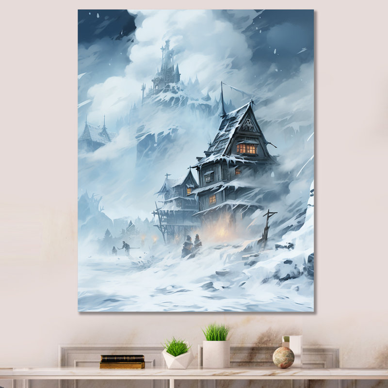 China Misty Mountains 1 - Art mural de Chine, Toile tendue, H 44 po x l 34 po x P 1,5 po