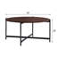 Table basse ronde moderne, structure en métal noir avec plateau en noyer - 36 po