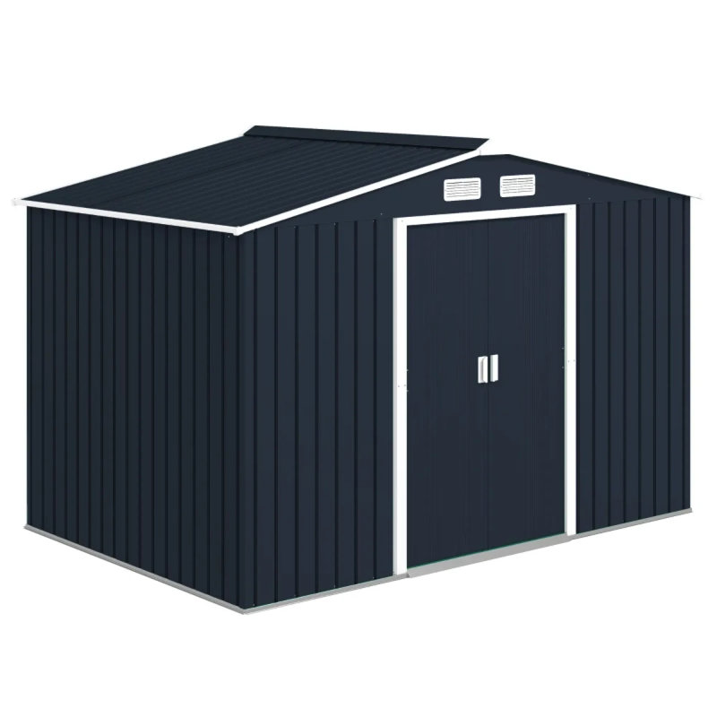 Spacious Steel Storage Sheds, Modern Dark Gray Outdoor Solution