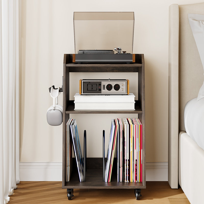 Ensemble de support pour tourne-disque avec rangement pour chambre à coucher, salon, bureau, table tournante avec rangement ouvert, support audio