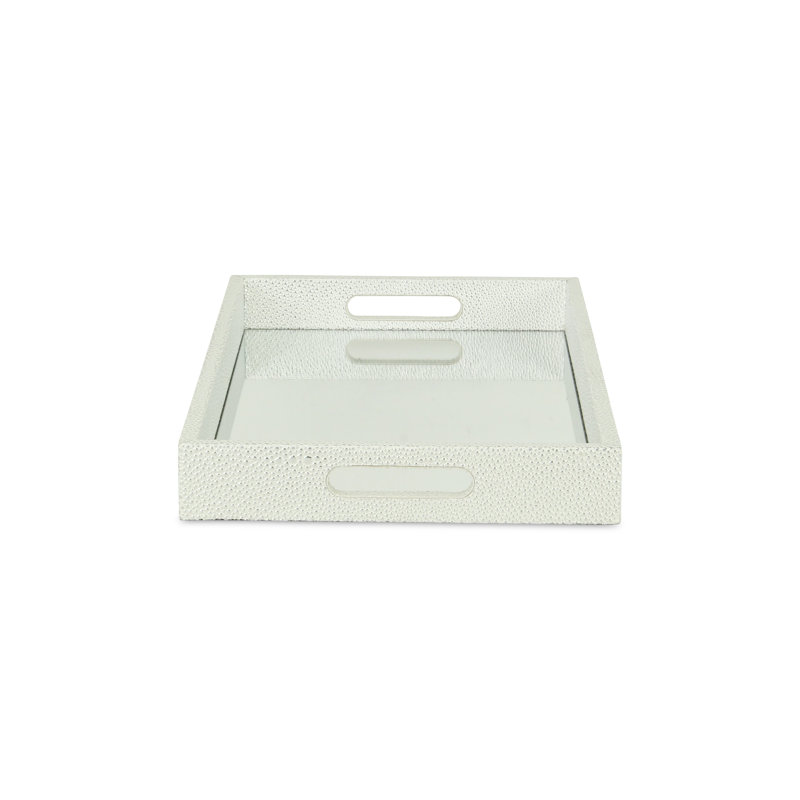 Aimable Tray, White Silver, 1.75" x 10.25" x 8"